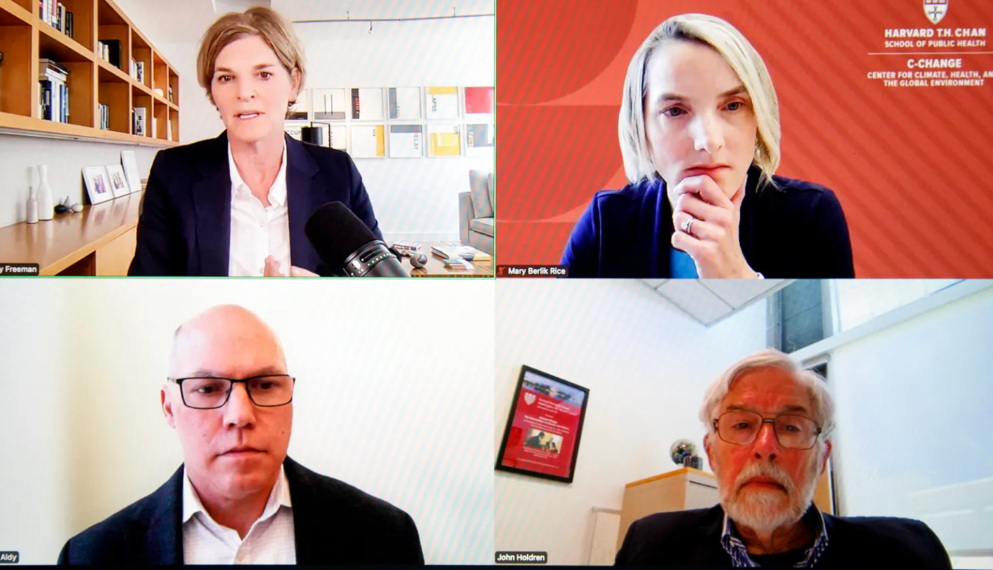 Zoom screenshot of four panelists